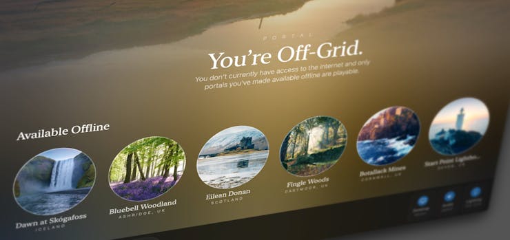 A screenshot showing the offline screen in the Portal app interface.